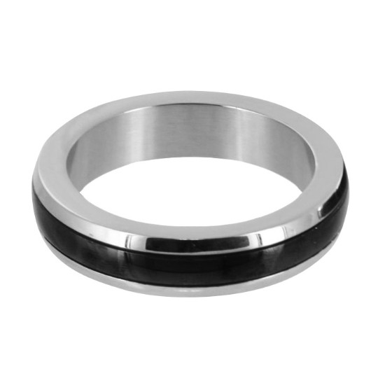 Picture of Stainless Steel Cock Ring with Black Band- Large