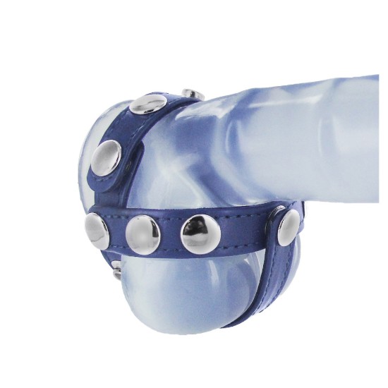 Picture of Blue Leather Cock and Ball Harness