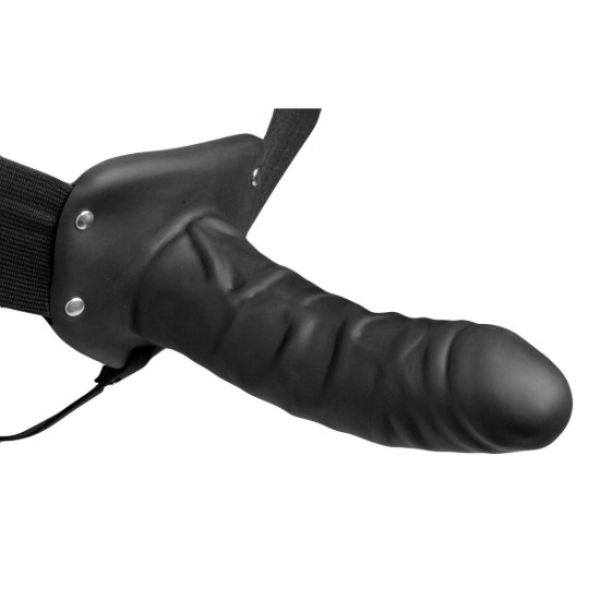Picture of Hollow Silicone Strap On Dildo with Elastic Straps - Black
