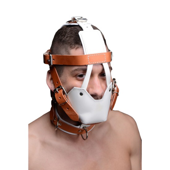 Picture of White and Tan Hospital Style Leather Muzzle