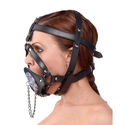 Picture of Plug It Up Leather Head Harness with Mouth Gag
