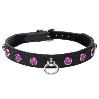 Picture of Leather Rhinestone Collar- Amethyst