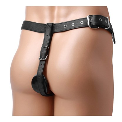 Picture of Leather Butt Plug Harness with Cock Ring