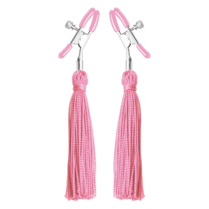 Picture of Tickle Me Pink Nipple Clamp Tassels
