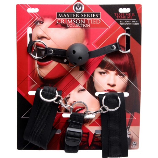 Picture of Tease Me and Tame Me Ball Gag and Wrist Restraint System