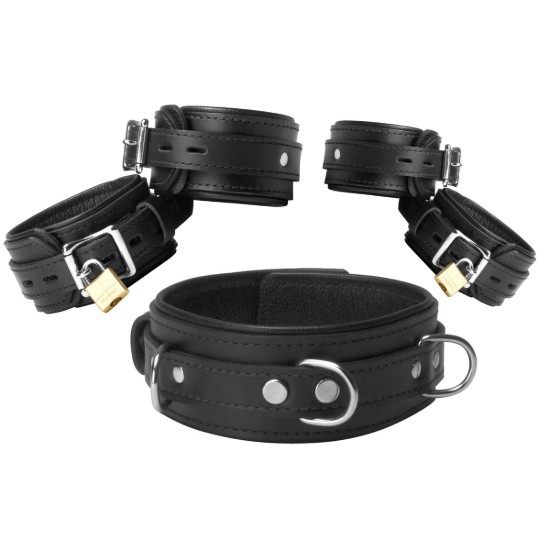 Picture of Black Premium Leather Bondage Essentials Kit
