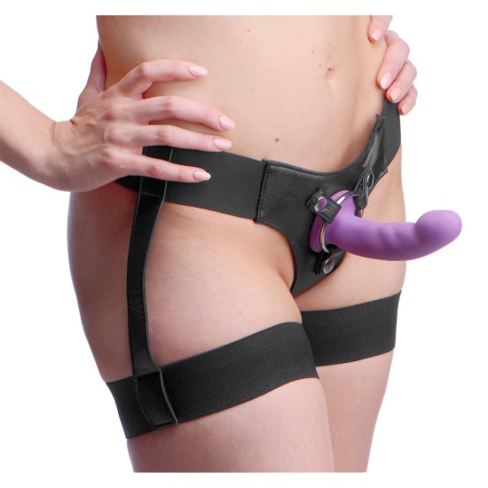 Picture of Bardot Garter Belt Strap On Harness with Silicone G-Spot Dildo