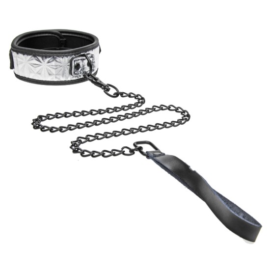 Picture of Platinum Bound Chained Collar with Leash