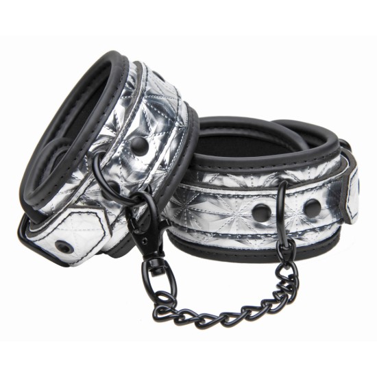 Picture of Platinum Bound Cuffed Embossed Metallic Ankle Cuffs