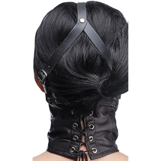Picture of Leather Neck Corset Harness with Stuffer Gag