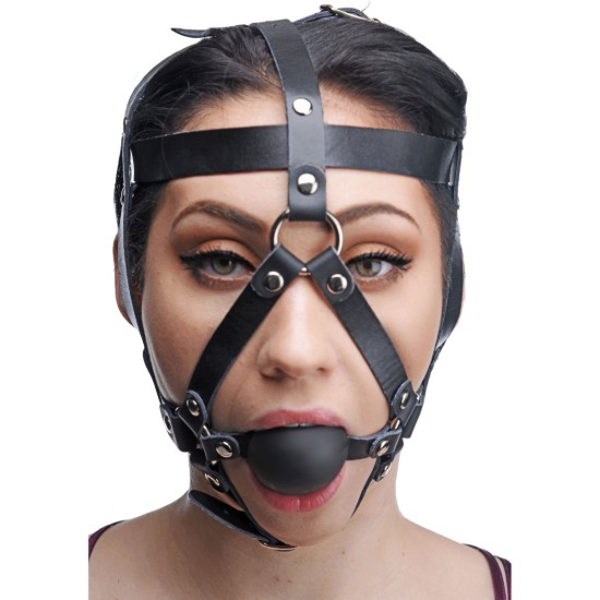 Picture of Leather Head Harness with Ball Gag