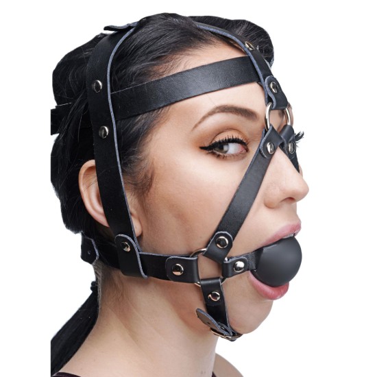 Picture of Leather Head Harness with Ball Gag