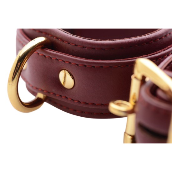 Picture of Strict Leather Luxury Burgundy Locking Wrist Cuffs