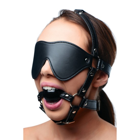 Picture of Blindfold Harness and Black Ball Gag
