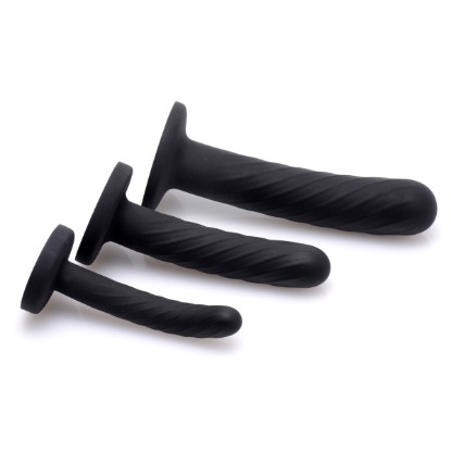 Picture of Trinity Strap-On Silicone 3 Piece Dildo Set - Black