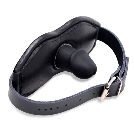 Picture of Leather Padded Silicone Penis Mouth Gag