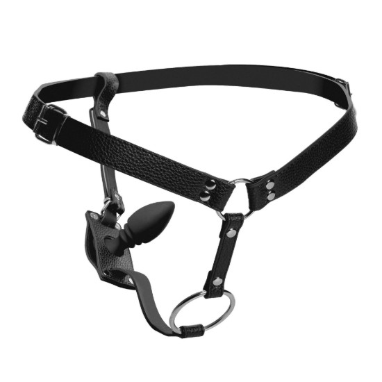 Picture of Male Cock Ring Harness with Silicone Anal Plug