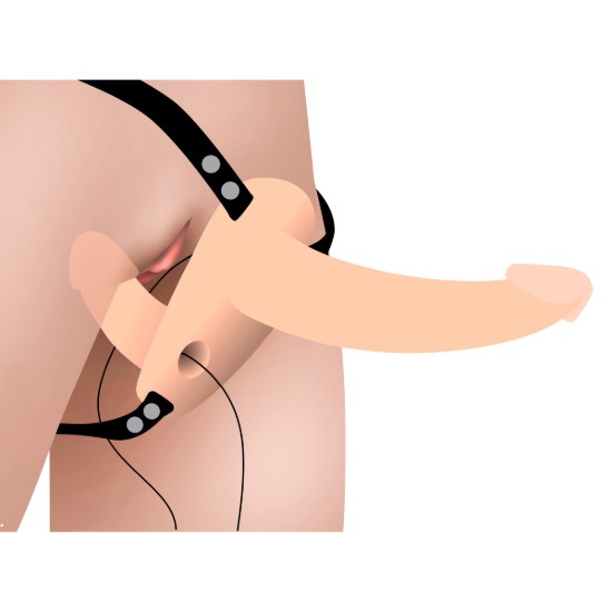 Picture of Power Pegger Silicone Vibrating Double Dildo with Harness