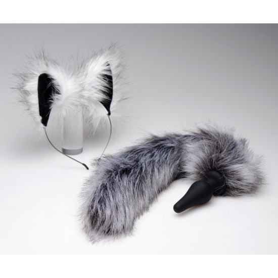 Picture of Grey Wolf Tail Anal Plug and Ears Set
