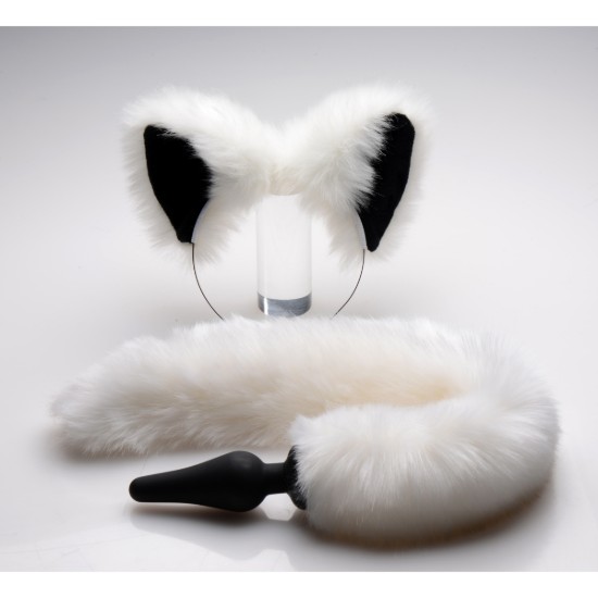 Picture of White Fox Tail Anal Plug and Ears Set