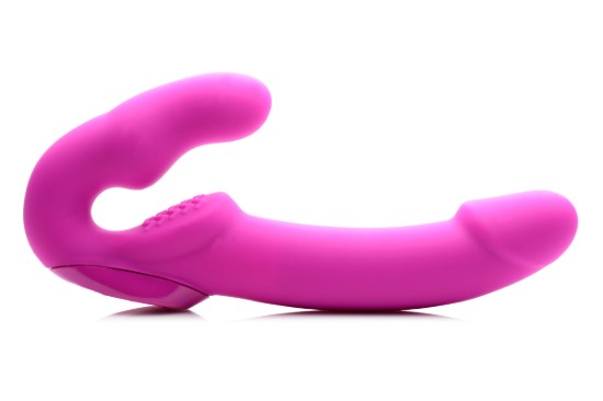 Picture of Evoke Rechargeable Vibrating Silicone Strapless Strap On - Pink