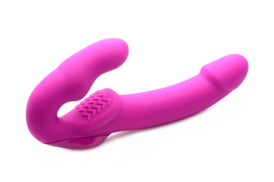 Picture of Evoke Rechargeable Vibrating Silicone Strapless Strap On - Pink