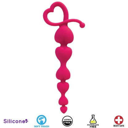 Picture of Gossip Hearts on a String Magenta Anal Beads