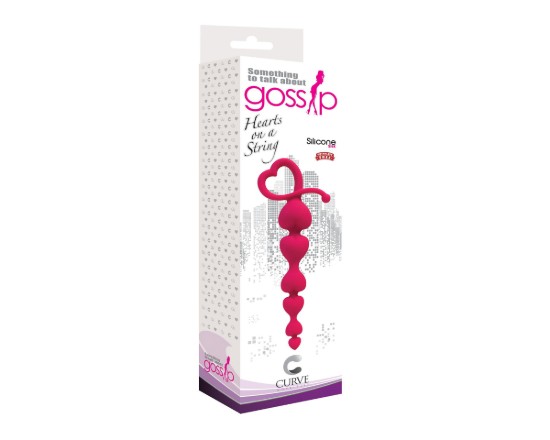 Picture of Gossip Hearts on a String Magenta Anal Beads