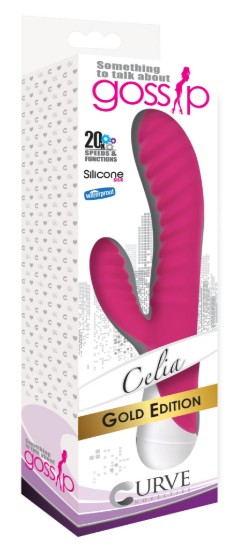 Picture of Celia 20x Ribbed Silicone Rabbit Vibe- Pink