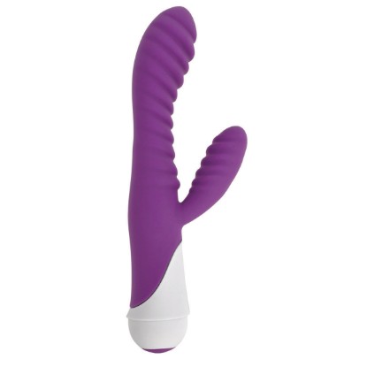 Picture of Celia 20x Ribbed Silicone Rabbit Vibe- Purple