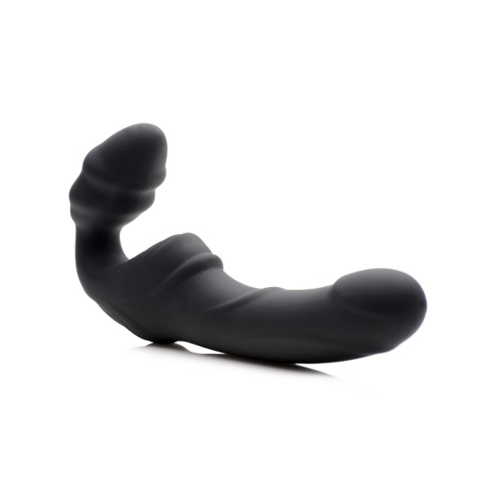 Picture of Slim Rider Ribbed Vibrating Silicone Strapless Strap On