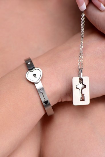 Picture of Cuffed Locking Bracelet and Key Necklace