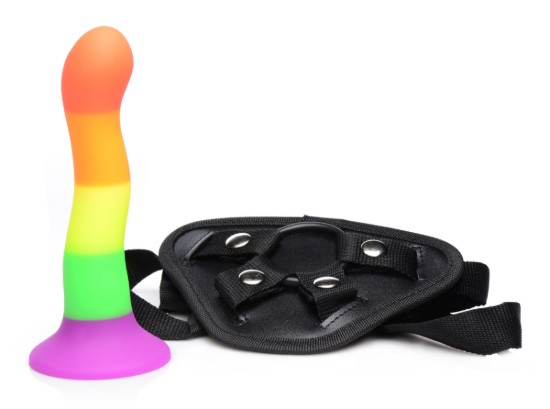 Picture of Proud Rainbow Silicone Dildo with Harness