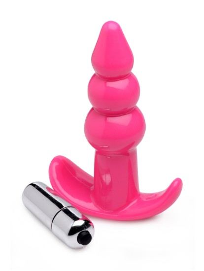 Picture of Ribbed Vibrating Butt Plug - Pink