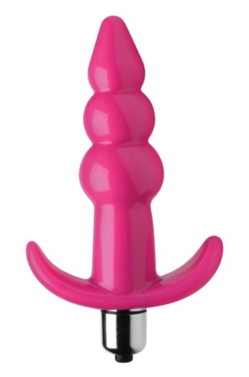 Picture of Ribbed Vibrating Butt Plug - Pink