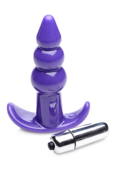 Picture of Ribbed Vibrating Butt Plug - Purple