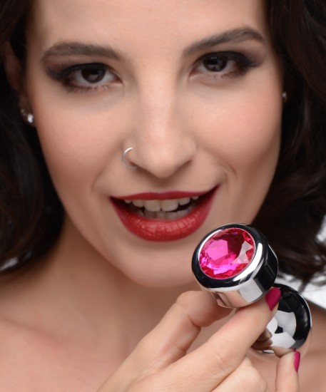 Picture of Hot Pink Gem Weighted Anal Plug - Medium