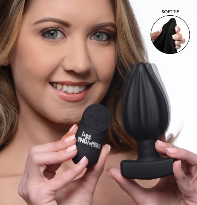 Picture of The Assterisk 10X Ribbed Silicone Remote Control Vibrating Butt Plug