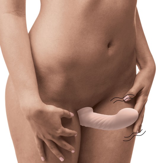 Picture of Ergo-Fit Twist Inflatable Vibrating Silicone Strapless Strap-on - Beige