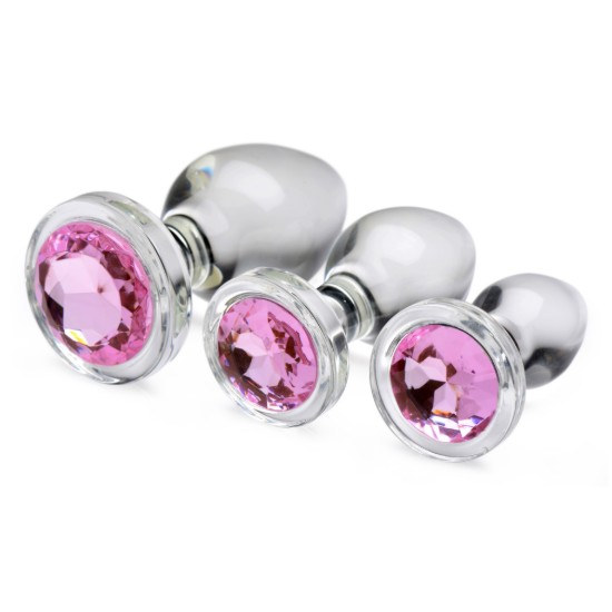 Picture of Pink Gem Glass Anal Plug Set