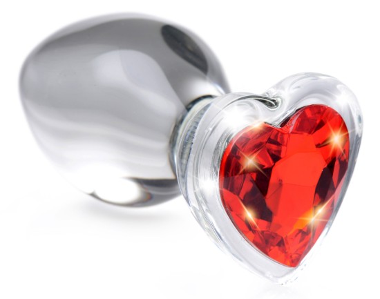 Picture of Red Heart Gem Glass Anal Plug - Medium