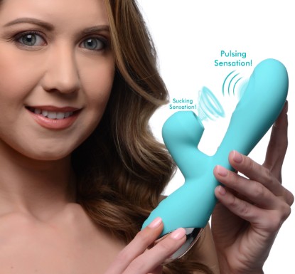 Picture of 10X Silicone Suction Rabbit Vibrator - Teal