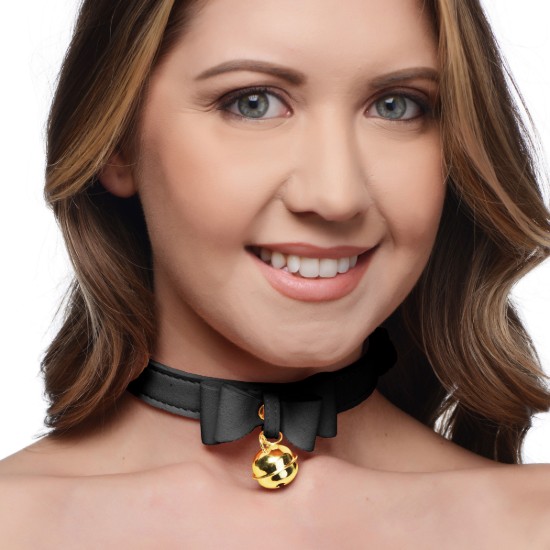 Picture of Golden Kitty Cat Bell Collar - Black/Gold