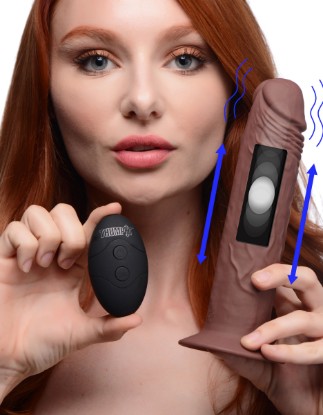 Picture of 7X Remote Control Vibrating and Thumping Dildo - Dark