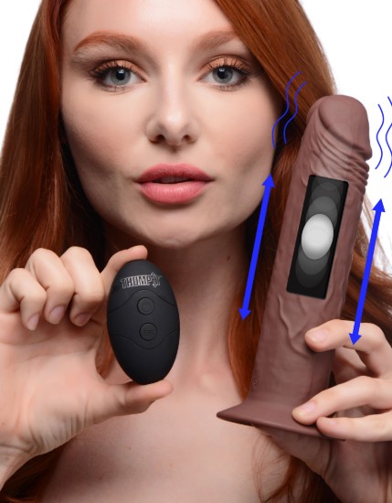 Picture of 7X Remote Control Vibrating and Thumping Dildo - Dark