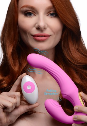 Picture of 15X U-Pulse Silicone Pulsating and Vibrating Strapless Strap-on with Remote - Pink