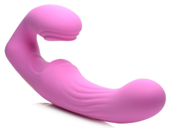 Picture of 15X U-Pulse Silicone Pulsating and Vibrating Strapless Strap-on with Remote - Pink