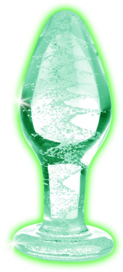 Picture of Glow-In-The-Dark Glass Anal Plug - Medium