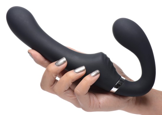 Picture of 10X Vibrating Silicone Strapless Strap-on - Black