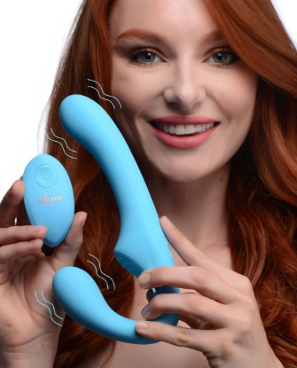 Picture of 10X Vibrating Silicone Strapless Strap-on - Blue